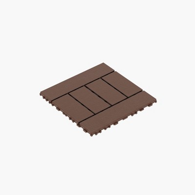 Dolonm H Style 12" Patio Deck Tiles, DIY Module Interlocking Decking Tiles Floor Tile,44pcs Red Brown