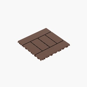 Dolonm H Style 12" Patio Deck Tiles, DIY Module Interlocking Decking Tiles Floor Tile,44pcs Red Brown - 1 of 4