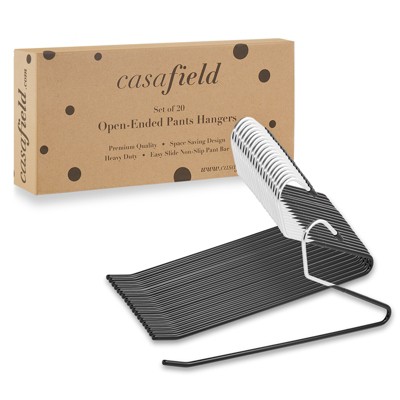 Casafield 20-Pack Black Open-Ended Non-Slip Metal Pants Hangers