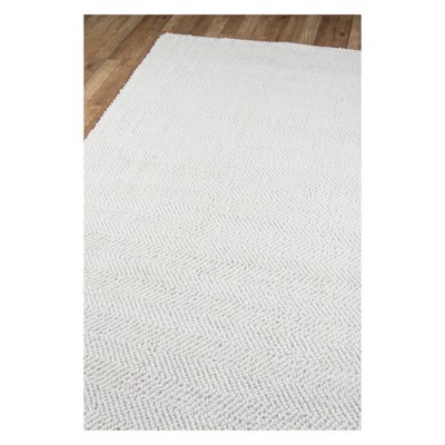 Ivory Herringbone 5' x 8' Handmade Wool and Synthetic Area Rug