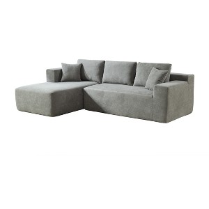 Pull-Out L-Shaped Sectional Sofas with Chaise Storage and Toss Pillows, Convertible Sleeper Couch in Dark Gray, Light Gray, or Beige - 1 of 2