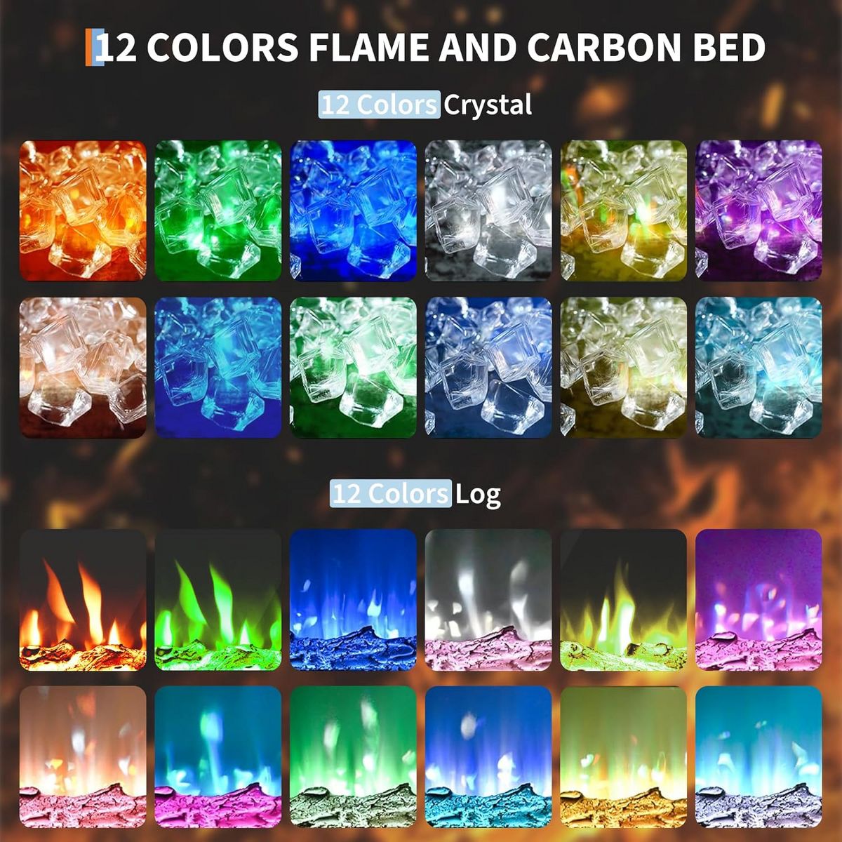 Garvee 60" Wall Mounted Electric Fireplace, WiFi & Alexa Control, 12-Color Flames, 750/1500W Heater, Recessed or Surface Install - thumbnail 4