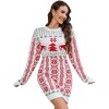 Women's Crew Neck Christmas Knit Dress, Slim - Fit Sweater Dress with Festive Patterns for Holiday Season - 2 of 4
