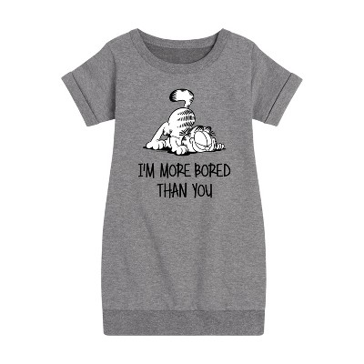 - Garfield - More Bored Than You Graphic Short Sleeve Fleece Dress