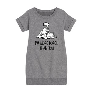 - Garfield - More Bored Than You Graphic Short Sleeve Fleece Dress - 1 of 4