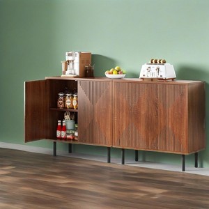 KTMBDW Sideboard Buffet Cabinet - Modern Larger Credenza Kitchen Storage Cabinet with 4 Doors - Accent Buffet Console Table for Dining Room Hallway - 1 of 4