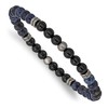 Chisel Stainless Steel Brushed and Antiqued Bronze-plated 6.5mm Black Agate and Lapis Beaded Stretch Bracelet - 2 of 3