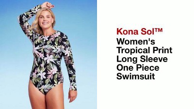 Women's Tropical Print Shirred Full Coverage One Piece Swimsuit - Kona Sol™  Multi : Target