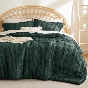 Tufted Boho Comforter Set Bed Set GentleSoft Farmhouse Shabby Chic Embroidery Bedding - 1 of 4