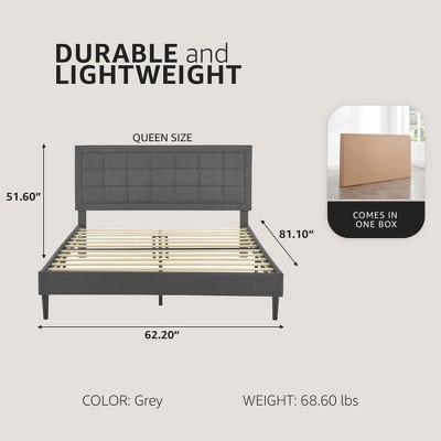 Mornington Queen Size Dark Grey Linen Upholstered Platform Bed Frame with Tufted Headboard