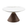 NicBex Luxury 31.5"Round Coffee Table with White Sintered Stone Top,Oak Finish Wood with Gold-Tone Metal Accents,Living Room Furniture - 2 of 4