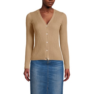 Lands' End Women's Fine Gauge Cotton Cardigan Sweater
