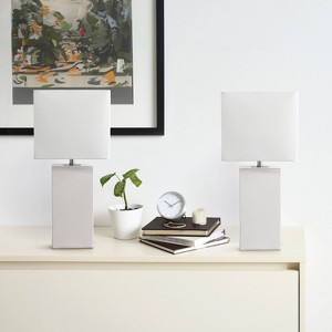 Lalia Home Lexington 21" Leather Base Table Lamps with Fabric Shade - 1 of 4