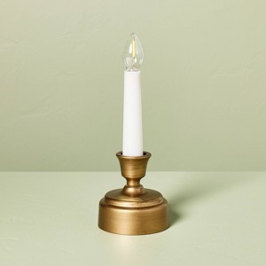 8" Flameless Christmas Window Taper Candle Brass - Hearth & Hand™ with Magnolia - 1 of 4