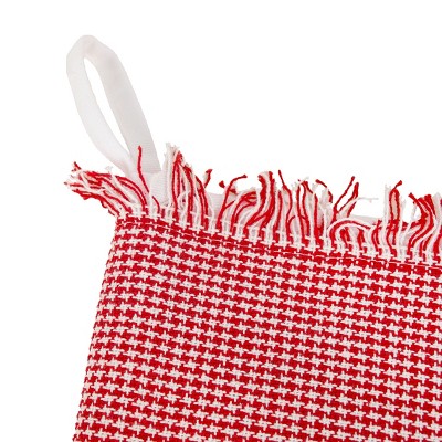 18" Red and White Plaid Fringe Cotton Christmas Stocking