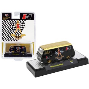 1963 Ford Econoline Van "Hurst" Black with Gold Top Limited Edition to 5500 pieces 1/64 Diecast Model Car by M2 Machines - 1 of 3
