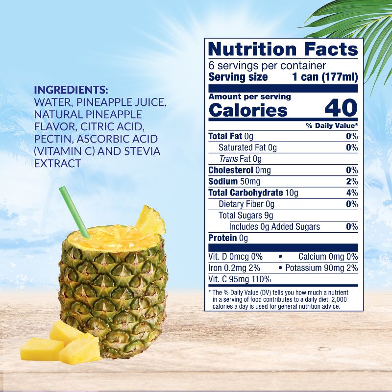 Dole Lite Pineapple Juice - 6pk/6 fl oz Cans, 3 of 6