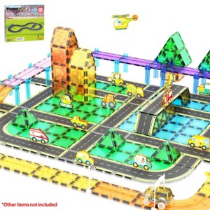 PICASSO-TILES Race Track Highway Magnetic Tiles for Kids, 16PCS Construction STEM Building Blocks Educational Toy - 1 of 4
