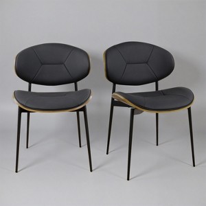 Art Leon Faux Leather and Bentwood Dining Chair with Metal Legs, Set of 2 - 1 of 3
