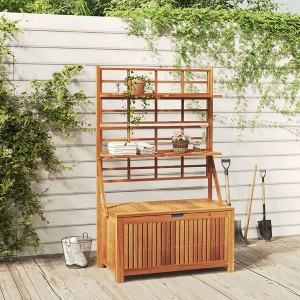 vidaXL Storage Box with Trellis 39 in.x19.7 in.x63 in. Solid Wood Acacia - 1 of 4