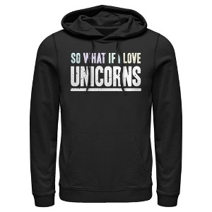 Men's Lost Gods So What If I Love Unicorns Pull Over Hoodie - 1 of 4