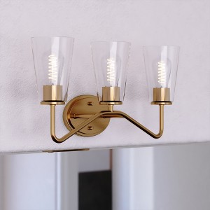 VAXCEL Beverly Bathroom Vanity Light Fixture Clear Glass Shade, LED Compatible - 1 of 4