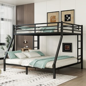 TIRAMISUBEST Metal Queen over King Bunk Bed for Teens and Adults,Space-Saving Bunk Bedframe with Ladder and Guardrail, No Box Spring Needed - 1 of 4