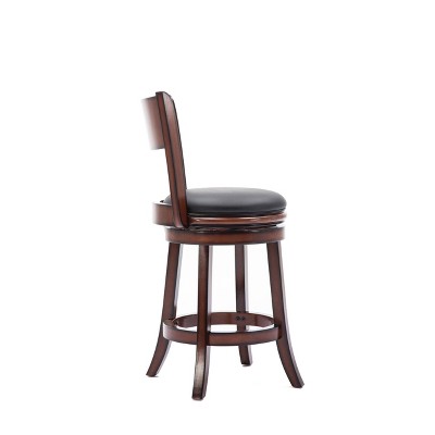 Palmetto 24" Brandy Black Leather Swivel Counter Stool