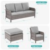 Sonkuki 5 Pieces Patio Sofa with Ottomans Set, All-Weather PE Rattan Wicker, Patio Conversation Couch with Cushion - 3 of 4