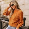 Women's Cable Knit Long Bishop Sleeve Sweater - Cupshe - 3 of 4