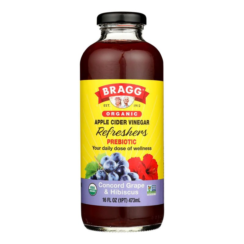 Bragg Organic Apple Cider Vinegar Refreshers Concord Grape & Hibiscus - Case of 12/16 oz, 2 of 8