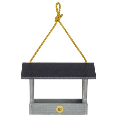 Modern Farmhouse Driftwood Gray Hanging Bird Feeder with Nylon Rope