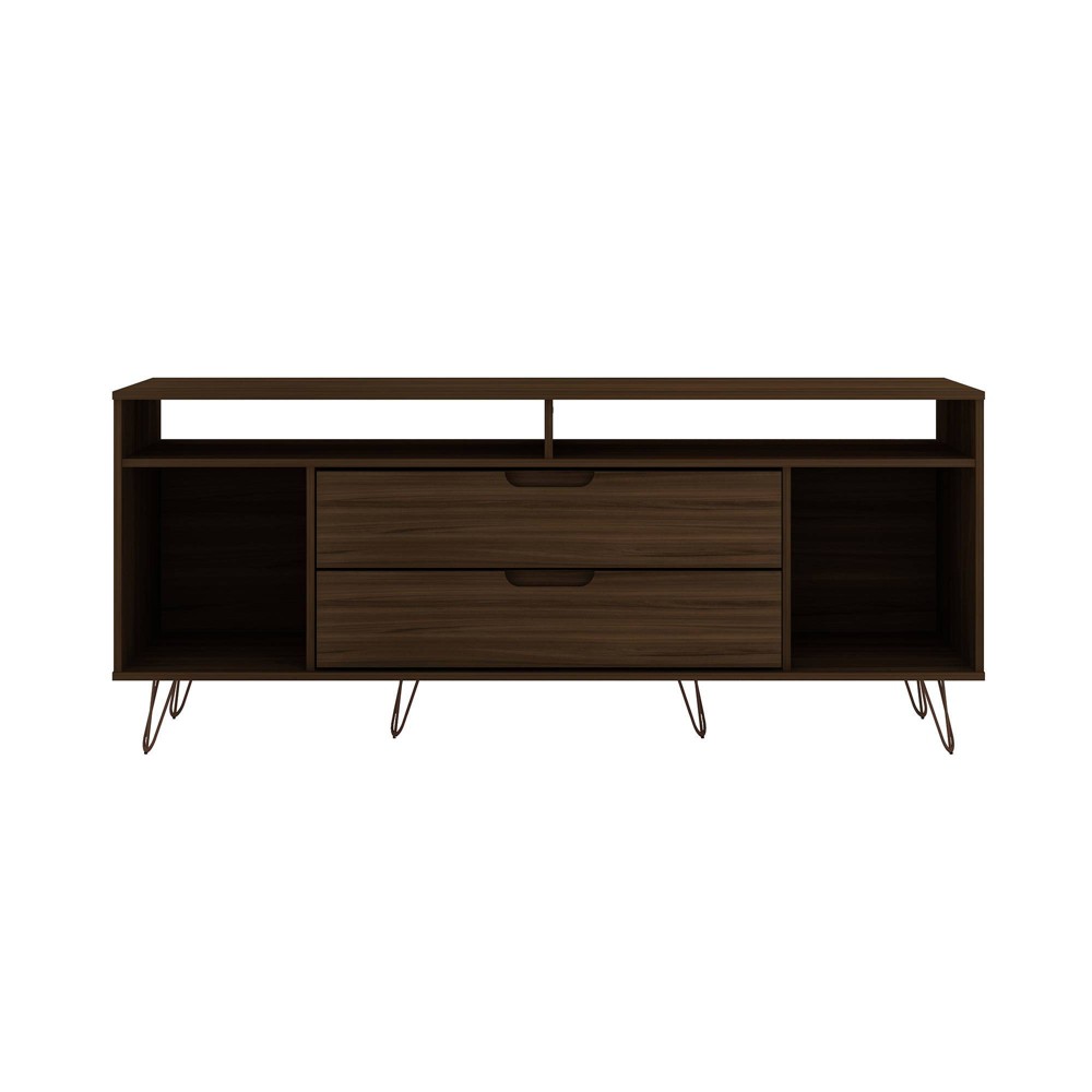 Rockefeller TV Stand for TVs up to 60" with Storage, Cable Management Brown - Manhattan Comfort