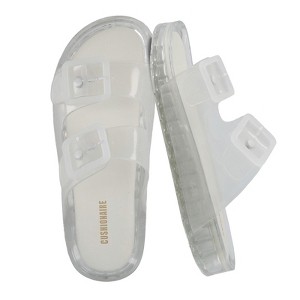 CUSHIONAIRE Pool Slides For Women Waterproof Double Buckle Adjustable Slip-On Womens Sandals For Beach Shower Casual Wear - 1 of 4