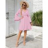 WhizMax 2024 Long Sleeve Dress for Women Wrap V-Neck Bell Sleeve A-line Knee Length Dress Ruffle Flowy Swing Dresses - 4 of 4