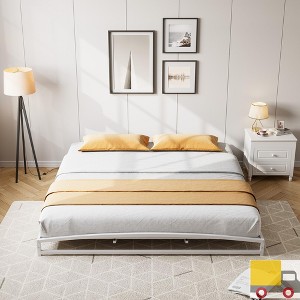 Jojoka Low Profile Metal Queen Bed Frame with Arch Head & Footboard – Heavy Duty, Noise-Free, Easy Assembly, No Box Spring Needed - 1 of 4