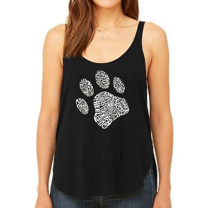 LA Pop Art Women's Premium Word Art Flowy Tank Top - Dog Paw - 1 of 4