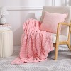 Itopfox Light Pink Flannel Fleece Throw Blanket, Soft Plush Cozy Valentines Blankets, Birthday Gifts for Mom, Women, Mothers Day with Square Grid - 4 of 4