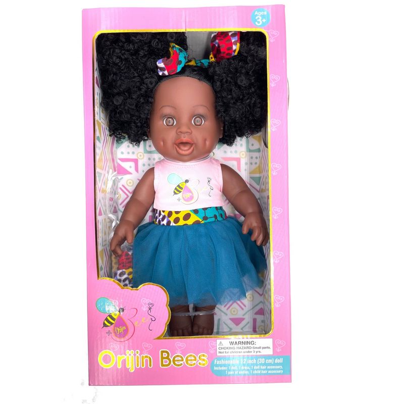 Orijin Bees Fro Puffy 12&#34; Baby Bee Doll - Black Hair with Brown Eyes, 5 of 8