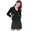 INSPIRE CHIC Women's Zip Up Faux Suede Biker Moto Jacket - 3 of 4