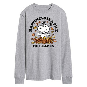 Men's - Peanuts - Happiness Is A Pile Of Leaves Long Sleeve Graphic T-Shirt - 1 of 4