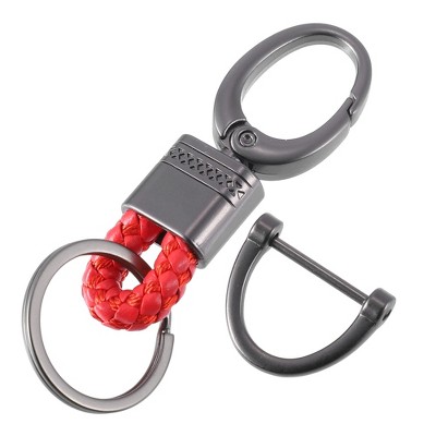 Unique Bargains Keychains Zinc Alloy Faux Leather 360 Degree Rotatable