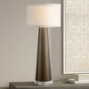Possini Euro Design Karen Modern Table Lamp with Clear Round Riser 37 1/2" Tall Dark Gold Glass Off White Fabric Drum Shade for Bedroom Living Room - 2 of 4