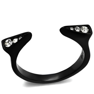 Slickblue Women's Minimalist Open Cuff Ring, Black Finish with Clear Stones on Tips, Polished Finish, Sizes 5–10 - 1 of 4