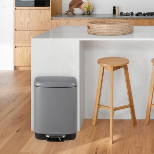 3.2 Gallon/12L Step Trash Can with Soft-Close Lid, Stainless Steel Garbage Can with Inner Bucket, Fingerprint Resistant, for Kitchen, Bathroom - 1 of 4