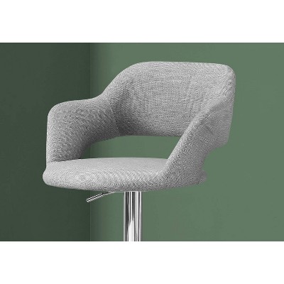 Charcoal Grey Chrome Adjustable Saddle-Style Swivel Bar Stool