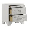Vynxaria Modern 3-Drawer Nightstand - White Manufactured Wood, Marble-Patterned Drawer Fronts, Silver-Tone Handles, Compact Bedside Design - 3 of 4