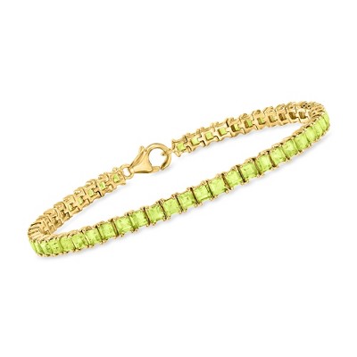 Ross-Simons 8.00 ct. t.w. Square Peridot Tennis Bracelet in 18kt Gold Over Sterling