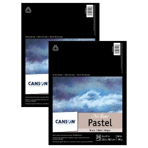 Canson Artist Series Mi-Teintes Pastel Pad, Black, Foldover Binding, 24 Sheet, 9x12 inch, Pack of 2 - 1 of 4