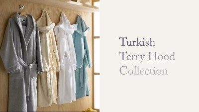 Turkish Terry Hood Bath Robe Ice Blue - Cassadecor : Target